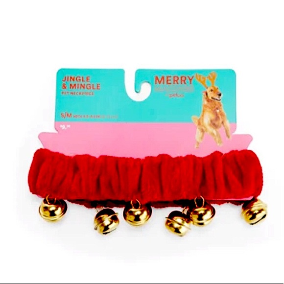 PETCO Other - NEW MERRY MAKINGS Jingle Bell-Embellished Red Velvet Pet Neckpiece L/XL